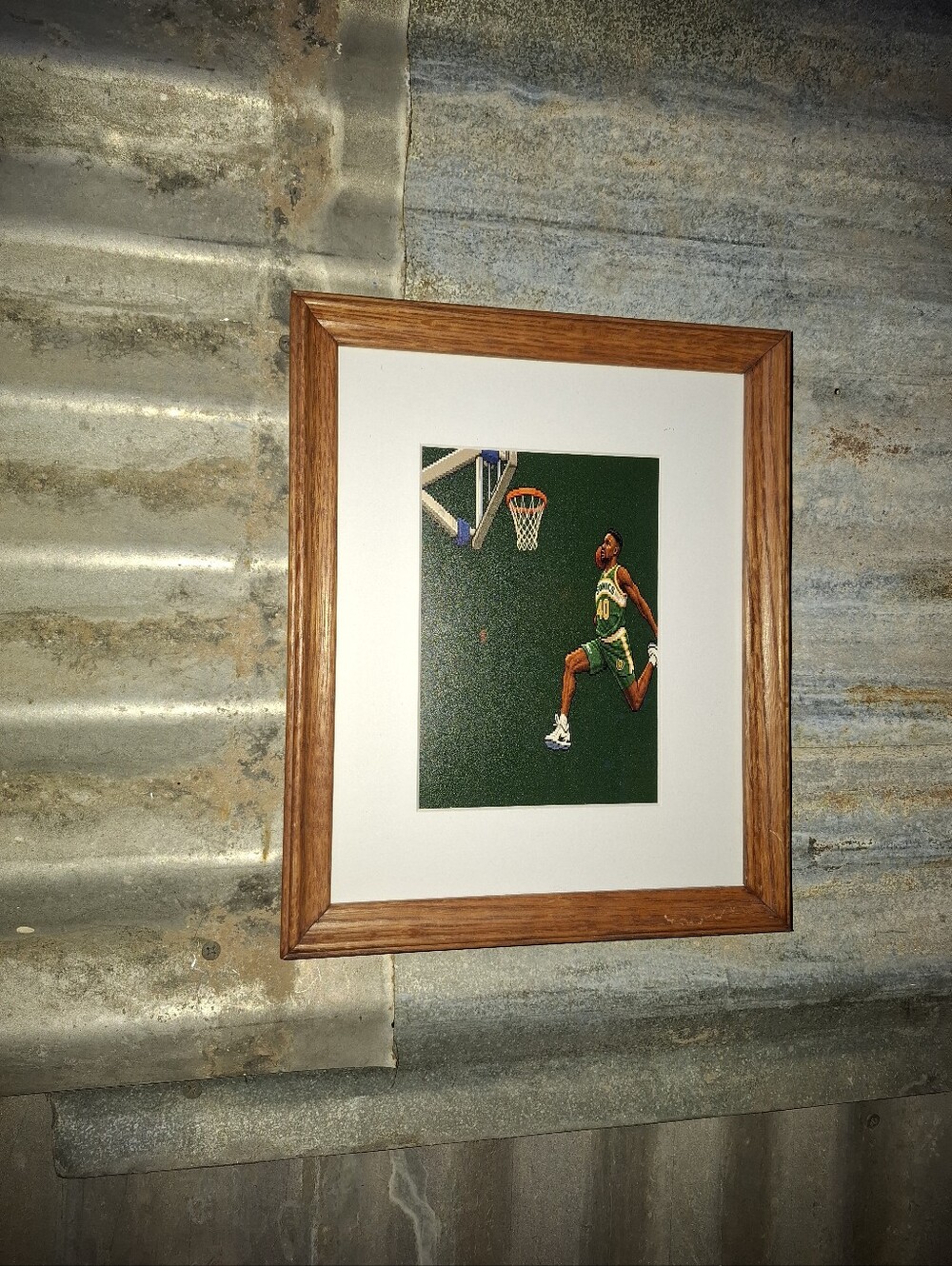 8 Bit Shawn Kemp Retro NBA Seattle Supersonics Framed Art Print By Neon Nicho